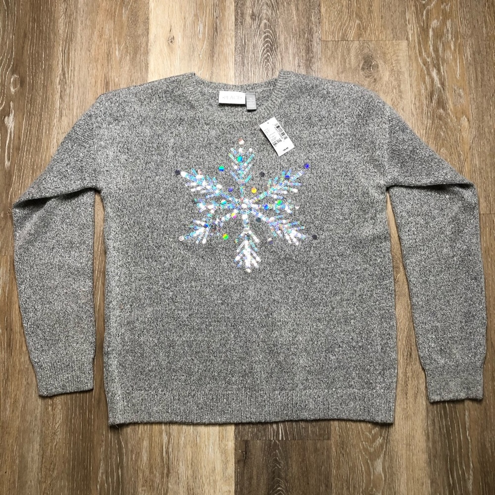 Children’s Place silver sparkle snowflake sweater